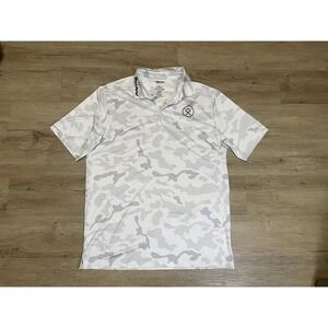 Maistros Performance Golf Polo Shirt Men's Sz L Large White Camo Short Sleeve